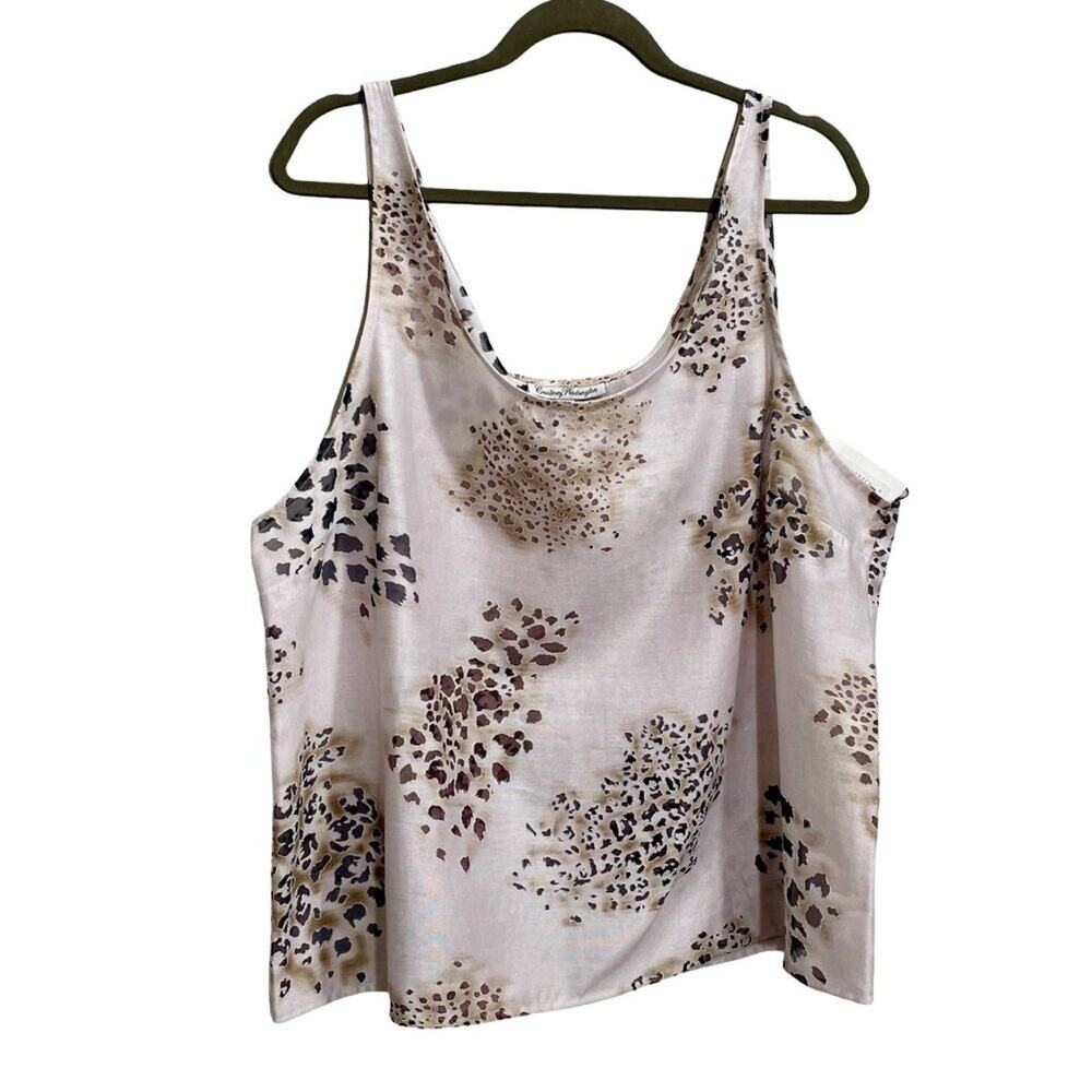 NEW Courtney Washington Women’s Linen Blend Leopard Print Tank Top 2X